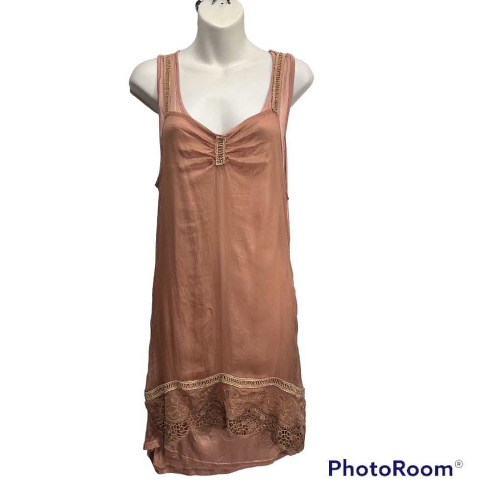 Monoreno Beige dress in silk cotton size jr large